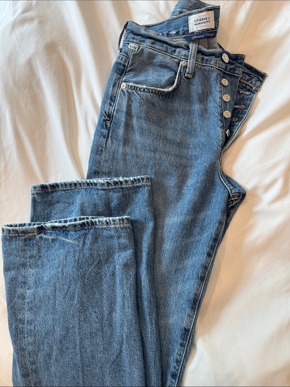 Citizens Of Humanity Medium Blue High-Rise Straight Leg Jeans